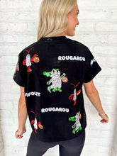 Load image into Gallery viewer, Jordan Amanda Halloween Cajun Crawfish, Alligator, Rougarou Sparkle Top