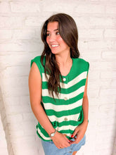 Load image into Gallery viewer, Here We Go Green Stripe Top