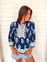 Load image into Gallery viewer, THML Hard To Do Navy Top