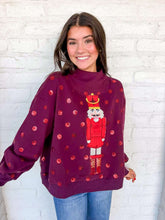 Load image into Gallery viewer, Queen Of Sparkles Red Polka Dot QOS Card Logo Nutcracker Mockneck Sweatshirt