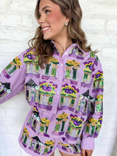 Load image into Gallery viewer, Queen Of Sparkles Diamond Mardi Gras Porches Button Up