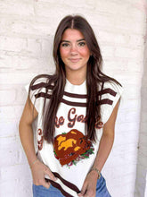 Load image into Gallery viewer, Queen of Sparkles Gobble Gobble Brown Stripe Short Sleeve Top