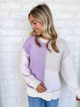 Load image into Gallery viewer, Open Minded Lilac Color Block Sweater
