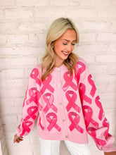 Load image into Gallery viewer, Queen Of Sparkles Pink Breast Cancer Ribbon Cardigan