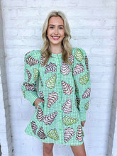 Load image into Gallery viewer, Queen Of Sparkles Green Gingham Christmas Tree Cookies Cotton Dress