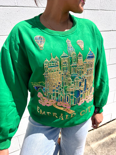 Queen of Sparkles x Wicked Emerald City sequin sweatshirt green gold