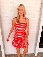 Load image into Gallery viewer, Temporary Stop Red Polka Dot Dress