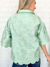 Load image into Gallery viewer, Scallop Secrets Sage Jacquard Top