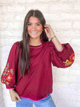Load image into Gallery viewer, Sweetest Direction Burgundy Puff Sleeve Top