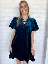 Load image into Gallery viewer, Upon Request Dark Blue Velvet Dress