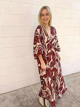 Load image into Gallery viewer, Fall Settings Brown Kimono Maxi Dress