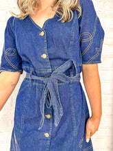 Load image into Gallery viewer, Western Look Dark Denim Dress