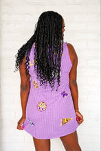 Load image into Gallery viewer, Queen Of Sparkles LSU Mini Icon Purple Gingham Collar Dress