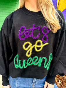 Let’s Go Queens Black Mardi Gras Top