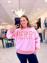 Load image into Gallery viewer, Merry Holidays Pink Gingham Pullover