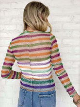 Load image into Gallery viewer, Mardi Gras Stripe Mesh Sling Sleeve Top