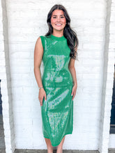 Load image into Gallery viewer, Queen Of Sparkles Green Full Sequin Knit Tank Midi Dress