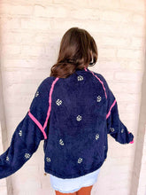 Load image into Gallery viewer, Queen Of Sparkles Navy Rhinestone Zip Up Fleece