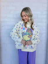 Load image into Gallery viewer, Queen Of Sparkles Beige &amp; Lavender Polka Dot Sparkle Logo Sweatshirt