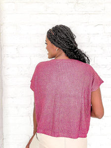 Vibes Are High Burgundy Metallic Top