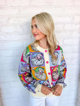 Load image into Gallery viewer, Queen Of Sparkles Pastel Colorblock Santa Button Up Cardigan