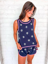 Load image into Gallery viewer, Queen Of Sparkles Navy Active Rhinestone Tank