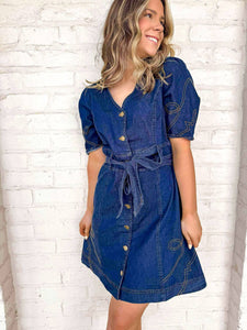 Western Look Dark Denim Dress