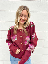 Load image into Gallery viewer, Sweet Reflections Wine Floral Sweater