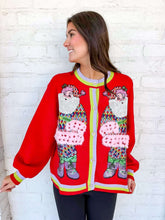 Load image into Gallery viewer, Queen Of Sparkles Red Rainbow Santa Button Up Cardigan