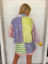 Load image into Gallery viewer, Queen Of Sparkles Multi Sequin Stripe Button Up Top