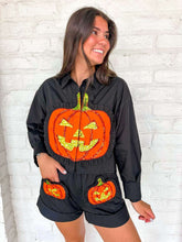 Load image into Gallery viewer, Queen Of Sparkles Black &amp; Orange Cotton Pumpkin Top
