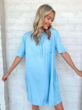 Load image into Gallery viewer, Brunch Date Light Denim Shirt Dress