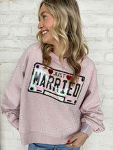 Load image into Gallery viewer, Queen Of Sparkles Pale Pink Rhinestone 'Just Married' Sweatshirt