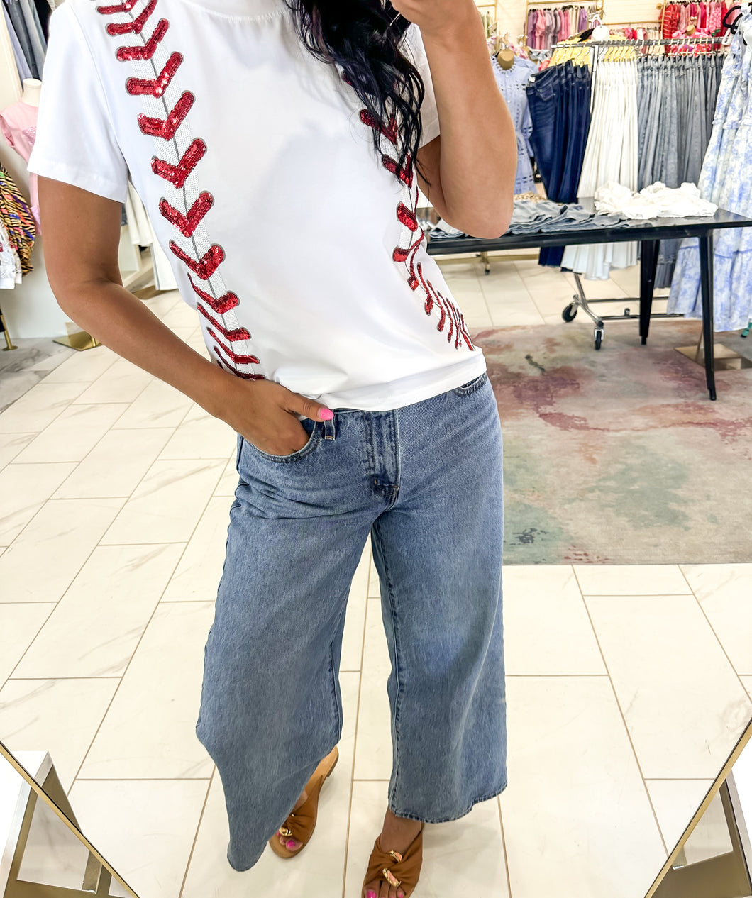 Sparkle City Queen of Be The Ball Baseball Tee