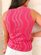 Load image into Gallery viewer, Queen Of Sparkles Pink Wavy Rhinestone Tank