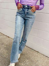 Load image into Gallery viewer, Beautiful Daze Pearl Rhinestone Wide Jeans