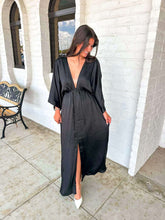 Load image into Gallery viewer, Date Night Black Kimono Maxi Dress
