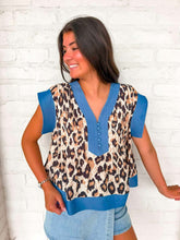 Load image into Gallery viewer, THML For The Wild Cheetah &amp; Denim Top