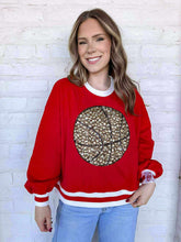 Load image into Gallery viewer, Queen of Sparkles Red Jeweled Basketball Sweatshirt