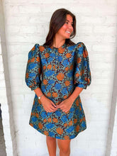 Load image into Gallery viewer, Spring Meadow Floral Brown Jacquard Dress