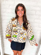 Load image into Gallery viewer, Queen Of Sparkles Ivory Flower Print Thanksgiving Button Up Cardigan