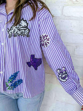 Load image into Gallery viewer, Queen Of Sparkles TCU Mini Icon Striped Button Down