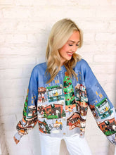 Load image into Gallery viewer, Queen Of Sparkles Dark Blue Multi Christmas Market Cardigan