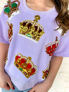 Queen Of Sparkles Lavender Scattered Crown Top