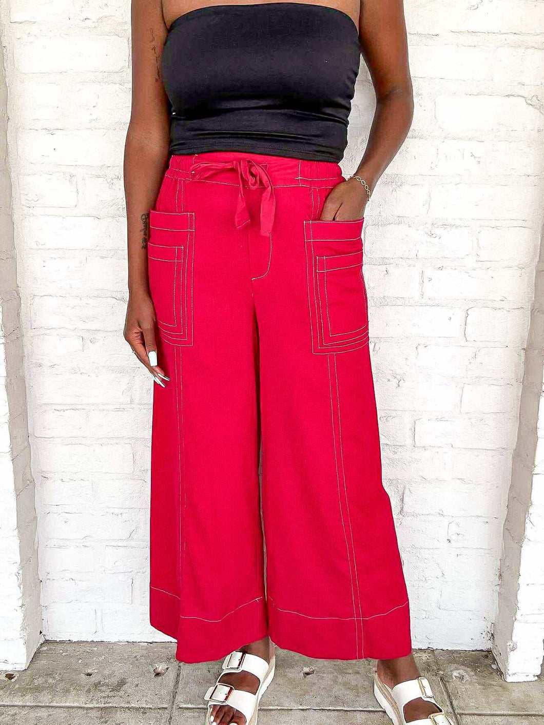 Want To Go Red Tie Pants
