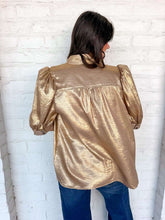 Load image into Gallery viewer, Just Because Gold Metallic Top