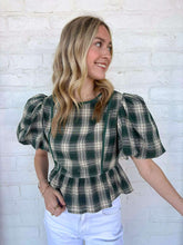 Load image into Gallery viewer, Live Your Life Right Green Plaid Blouse