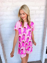 Load image into Gallery viewer, Queen Of Sparkles Pink Breast Cancer Ribbon Tee Dress