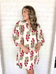 Dealing With Me Red Ecru Dress