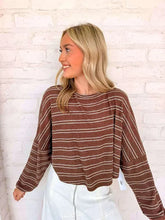 Load image into Gallery viewer, Light Up The Sky Brown Stripe Top